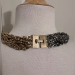 Vintage Silver Gold Two Toned Chain Ring Statement Piece Necklace Heavy Mob Wife Photo 3