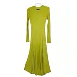 Enza Costa Long Sleeve Maxi Dress Womens Small Chartreuse Lime Ribbed Silk Blend Green Photo 5