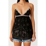 Y2K Sheer Black Baby Doll Lace Slip Top L Peacocks Floral Fairy Goth Romantic Size L Photo 1