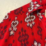 Maeve Anthropologie  Woodland Walk Buttondown red aztec ikat boho blouse size 2 Photo 5