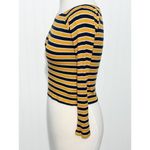 Forever 21  Women's Striped Ribbed Long‎ Sleeve Crop Top Blue Yellow Size Small Photo 5