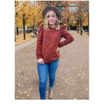 NWOT Orange Crewneck Sweater for Women Puff Sleeve Sm Photo 2