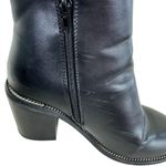 ASOS Design Black Chunky Block Heeled Ankle Booties Metal Chain Trim Size 5 Photo 2