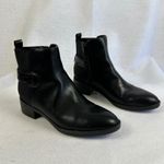 Calvin Klein  Women's Black Leather Ankle Boots Side Zip Comfort Low‎ Heel 7.5M Photo 3