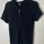 I.N.C. International Womens XL Black Waffle Knit Full Zip Jacket Top Hooded‎ VTG Photo 0