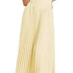 Elegant Butter Yellow Strapless Pleated Dress Size 4 Photo 0