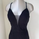 CACHET Glitter Knit Sheath Maxi Dress with Illusion Plunge Size 8 Black Silver Photo 4