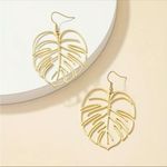NEW GOLD Creative Hollow Big Leaf Earrings Boho Ear Jewelry Womens Pierced Photo 4
