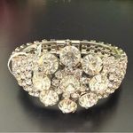 Banana Republic  Silver-tone Pave Rhinestones Flower Hinged Bangle Bracelet Photo 1