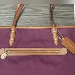 Coach  Sawyer Canvas Leather Tote Plum Purple F37237 Photo 4