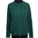 Gap Forest Green Cable Knit Sweater Crew Neck Winter Pullover Womens Small Photo 0