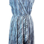BCBG Max Azria Women's‎ Blue White Vertical Stripe Sleeveless Wrap Dress Small Photo 0