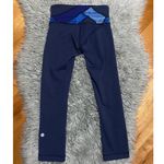Lululemon Wunder Under Blue Patchwork Cropped Leggings Size 2 Photo 2