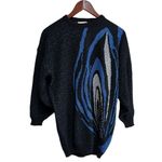 Vintage 1980’s Women’s Sweater Size 18 Blue Black Silver Metallic Photo 3