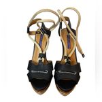 Ralph Lauren Purple Label Black Leather Rope Platform Espadrille Heels Photo 1