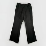 White House | Black Market WHBM Women's Black Wide-Leg Dress Pants‎ Size 6 Side Zip Embellished Belt Loops Photo 3