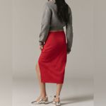 Anthropologie Maeve Red Bow Embroidered Midi Pencil Skirt Size M Photo 1