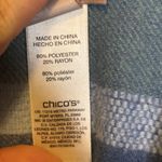  Poncho Shawl Women's One Size Plaid Fringe Soft Blue Green Chicos Photo 3