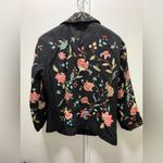Crossland by Brico silk embroidered embellished jacket blouse small white lotus Black Photo 4