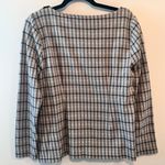 Talbots  Grey Check Knit Long Sleeve Shirt Bow Accent Photo 4