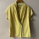 Vintage Annie Alexander 100% Silk Mellow Yellow Blazer Blouse Size 4 EUC Photo 8