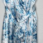 Morgan Taylor  Blue Floral Satin Robe Lace Trim Kimono Wrap Womens S/M Loungewear Photo 3
