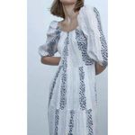 ZARA ✨ Bloggers Favorite Printed & Embroidered blue white maxi Sz Medium dress✨ Photo 3