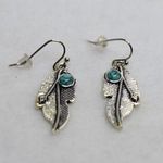 Source Unknown New Western Boho Chic Silver Tone Faux Turquoise Fish Hook  Earrings Photo 0