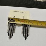 Nine West NWT Pierced Earrings Dangle Drop Silver Tone / Black Photo 9