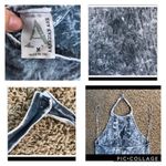 American Age  Acid wash embroidery halter top sz M Photo 14