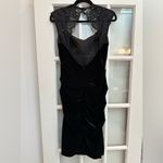 Cache Vintage  Black Velvet Lace Whimsigoth Timeless Elegant Midi Dress Size 8 Photo 4