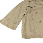 Michael Kors MK MICHEAL KORS 100% Linen Pea Coat Button 3/4 Sleeve Pocket Photo 2