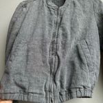 James Perse  Linen Jacket Womens Small 2 Bomber Gray Flax Jersey Lined Pocket Zip Photo 2