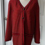 Vintage Stizzoli made‎ In italy wool blend striped red tweed cardigan size XXL Photo 0
