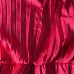 Sincerely Jules  satin Deep V Neck Accordion Pleated Hot Pink Satin Dress Xs Photo 10