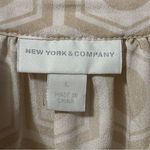 New York & Company Cream Geometric Long Sleeve Blouse Tan Size L Photo 1
