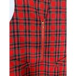 Vintage 90s 1990s red black white plaid zip up dress jumper 10 Size L Photo 2