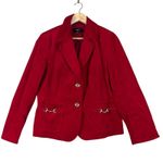 Talbots  Corduroy Blazer Womens 14P Red Gold Stretch Cotton Old Money Equestrian Photo 1