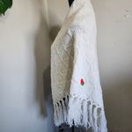Hand Crochet Granny Fringe Shawl with flowers White Size undefined Photo 4