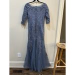 La Femme  SLATE Women's Tulle‎ Gown with Lace Applique and Illusion Top 29226 Photo 3