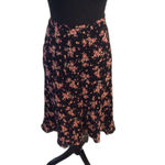 Caslon  Floral Midi Skirt Size 14 Black Pink Lined Photo 1