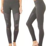 Alo Yoga  Size Medium Low Waist Grey Moto Legging Athletic Textured Mesh Pant Photo 2