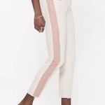 Mother the looker ankle fray white with pink stripe jeans 26 Photo 1