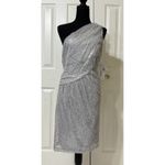 David's Bridal NWT‎  Gray Knee-Length one shoulder all over sequin dress-size 14 Photo 2