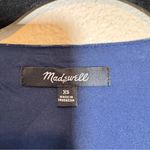 Madewell Blue Yellow Floral Peplum Blouse Womens XS Balloon Sleeve Velvet Trim Photo 9