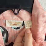 Victoria's Secret Vintage  Sheer Pink Stripes Roses Tie Front Kimono Womens M Photo 3