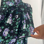 Belle Sky Belle Sky Chiffon Floral Print Strappy V-Neck Long Sleeve Faux Wrap Blouse L Photo 5