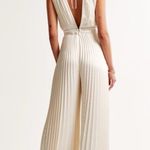 Abercrombie & Fitch The A&F Giselle Pleated Jumpsuit medium white engagement bridal Photo 1