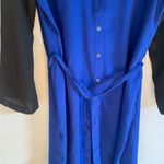 Black and Blue Button Down Shirt Dress Size L Photo 3