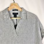 Rachel Rachel Roy Blue & White Pinstripe Popover Linen Short Sleeve Top S Photo 2